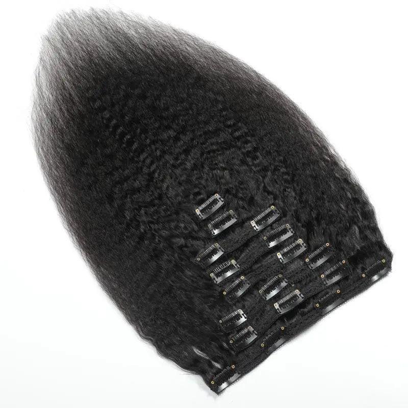 Kinky Straight Clip-In Extensions-Human Hair Extensions Natural.