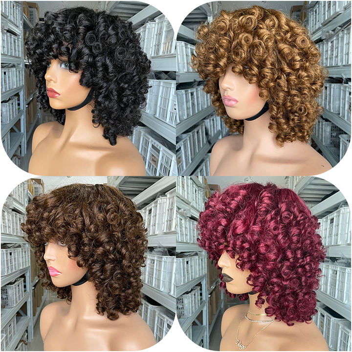 200/250% Density Human Hair Lace Front Wig Deep Curl Style 8 inçH