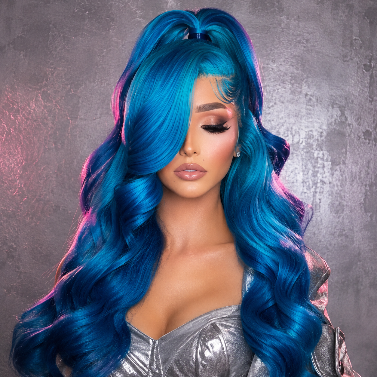 13x6 HD 360blue Curly Natural Frontal Human Hair Wig
