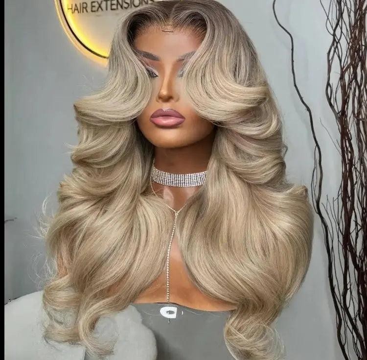 Brazilian Remy Body Wave Hair 13X4 Lace Ash Blonde.