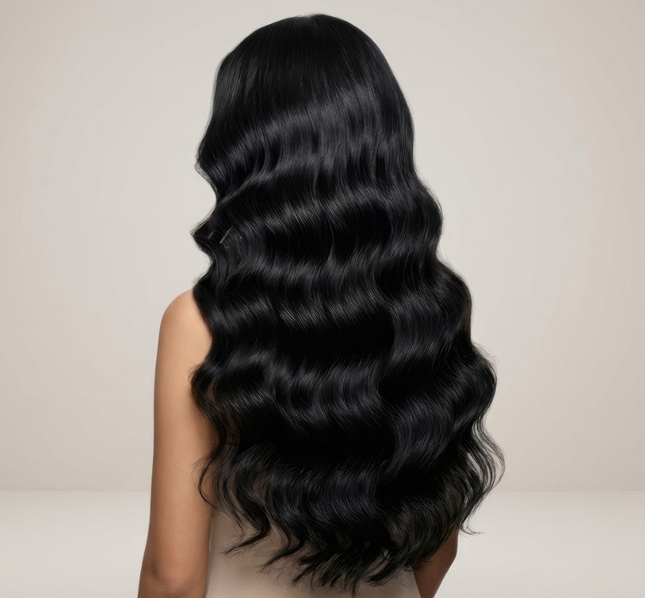 Celebrity Hair & Beauty Body Wave 200% Density 13X6 HD Frontal Lace extensions showing the detailed lace frontal and wave pattern.