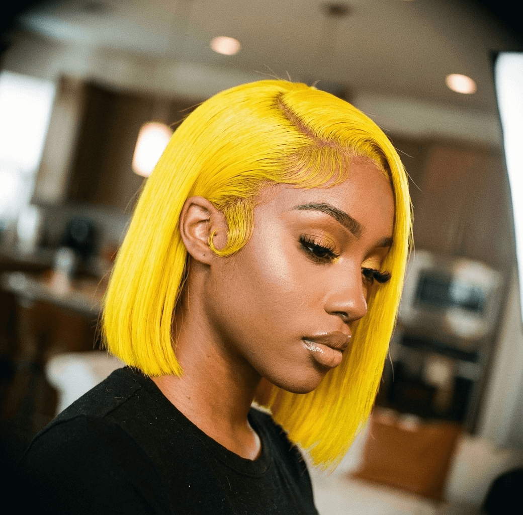 Vibrant Lemon Yellow Color-Lemonade Beauty 13x4 Lace Front Bob Wig.