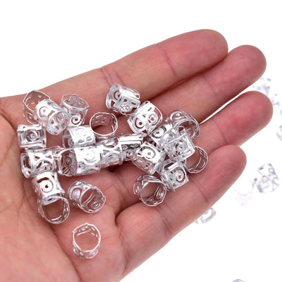 100Pcs Lot Golden Silver Hair Rings Dreadlock Beads Clips