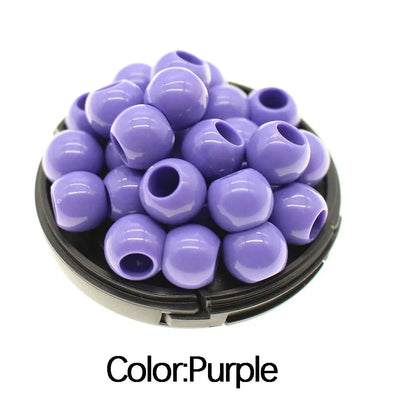 50pcs 12mm Transparent Resin Hair Beads for Dreadlocks Purple Color