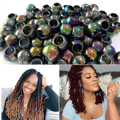 50pcs 12mm Transparent Resin Hair Beads for Dreadlocks Super Black Color