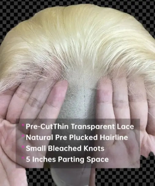 180% Density 613 Straight Blonde Human Hair Lace Wig