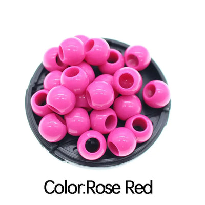 50pcs 12mm Transparent Resin Hair Beads for Dreadlocks Rose Red Color