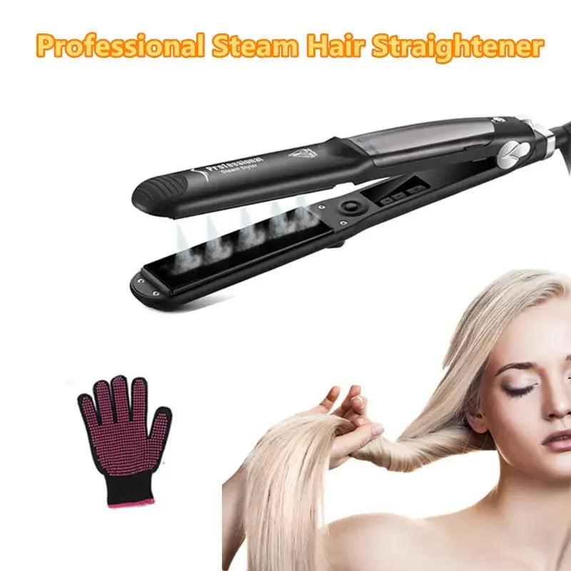 Hair Straightening Iron Professional Steam Hair Straightener Ceramic Vapor Hair Flat Iron Seam Curler Steamer Hair Styling Tool