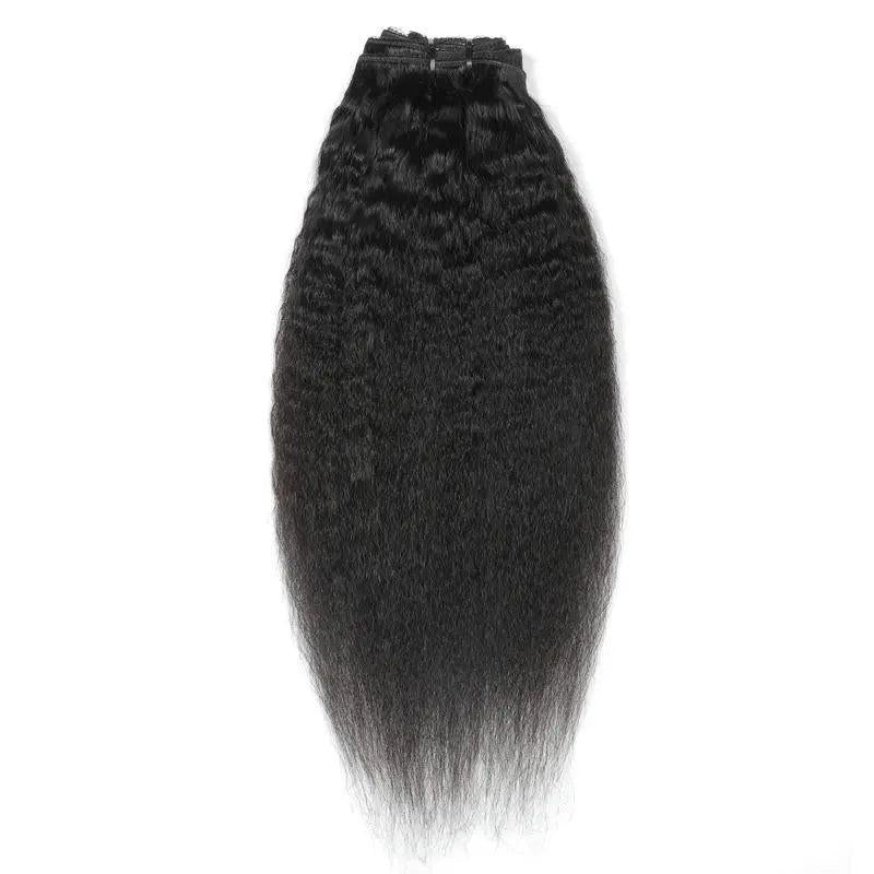 Kinky Straight Clip-In Extensions-Human Hair Extensions Natural.