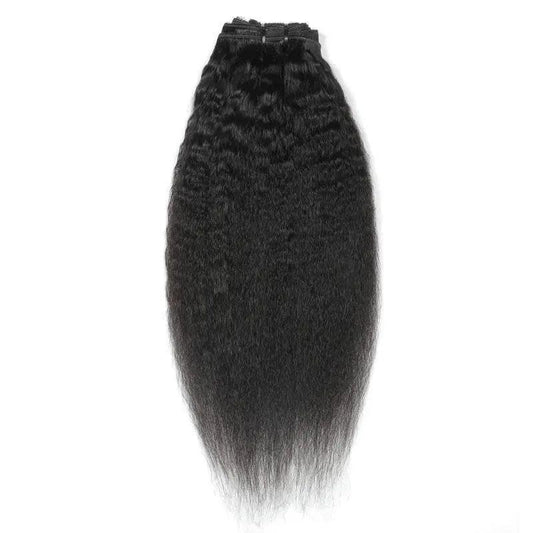 Kinky Straight Clip-In Extensions-Human Hair Extensions Natural.