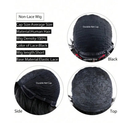 Human Hair Full Wig With Bang