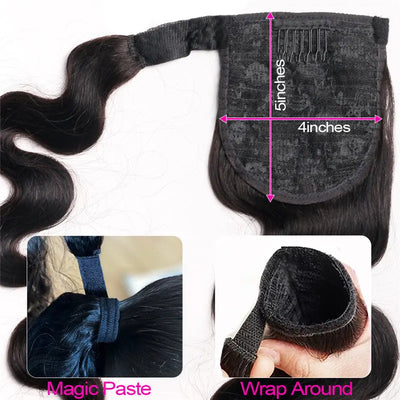 Body Wave Human Hair Ponytail Bandage Bundled Style featuring a natural look for effortless elegance by Wig Jurchen.