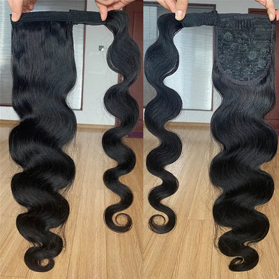 Elevate your look with the Body Wave Human Hair Ponytail Bandage Bundled Style from Wig Jurchen for a natural finish.