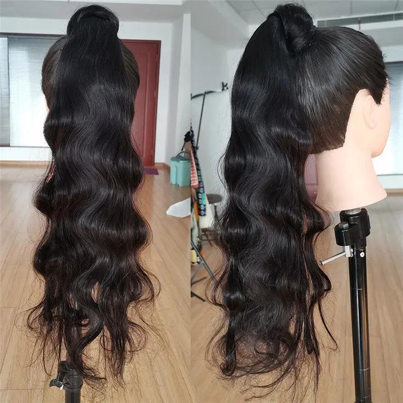 Body Wave Ponytail -Human Hair Bandage Bundled Style.