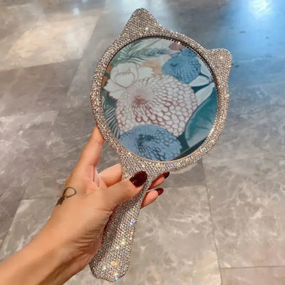 Sparkling Rhinestone Handheld Mirror.
