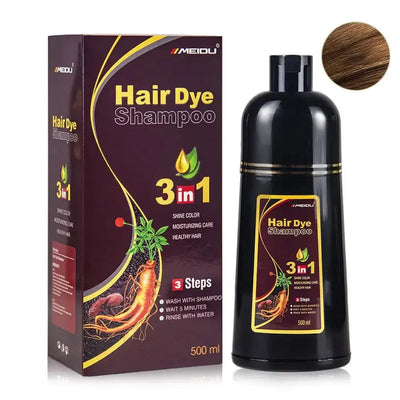 500ml 3 In 1 Instant Coloring Shampoo Natural Black Dye brown