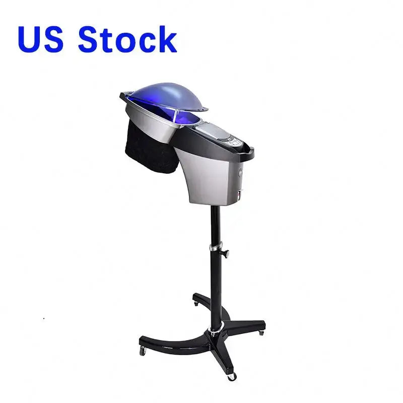 Hair Steamer Salon Micro Mister Hair Scalp Treatment Dye Perm Barber Shop Red Blue Light for Black Hair Natural with Wheels