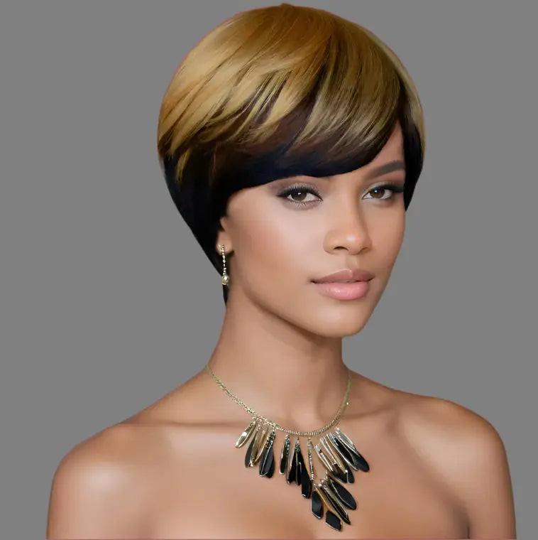 Pixie Cut Wig Short Layered Virgin Human Hair Wigs With Bangs.