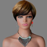 Pixie Cut Wig Short Layered Virgin Human Hair Wigs With Bangs.