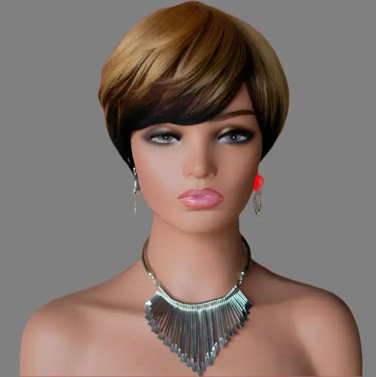 Pixie Cut Wig Short Layered Virgin Human Hair Wigs With Bangs.