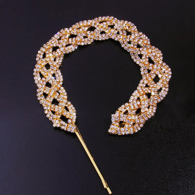 Rhinestone Dirty Braided Hair Band Fashion Gold