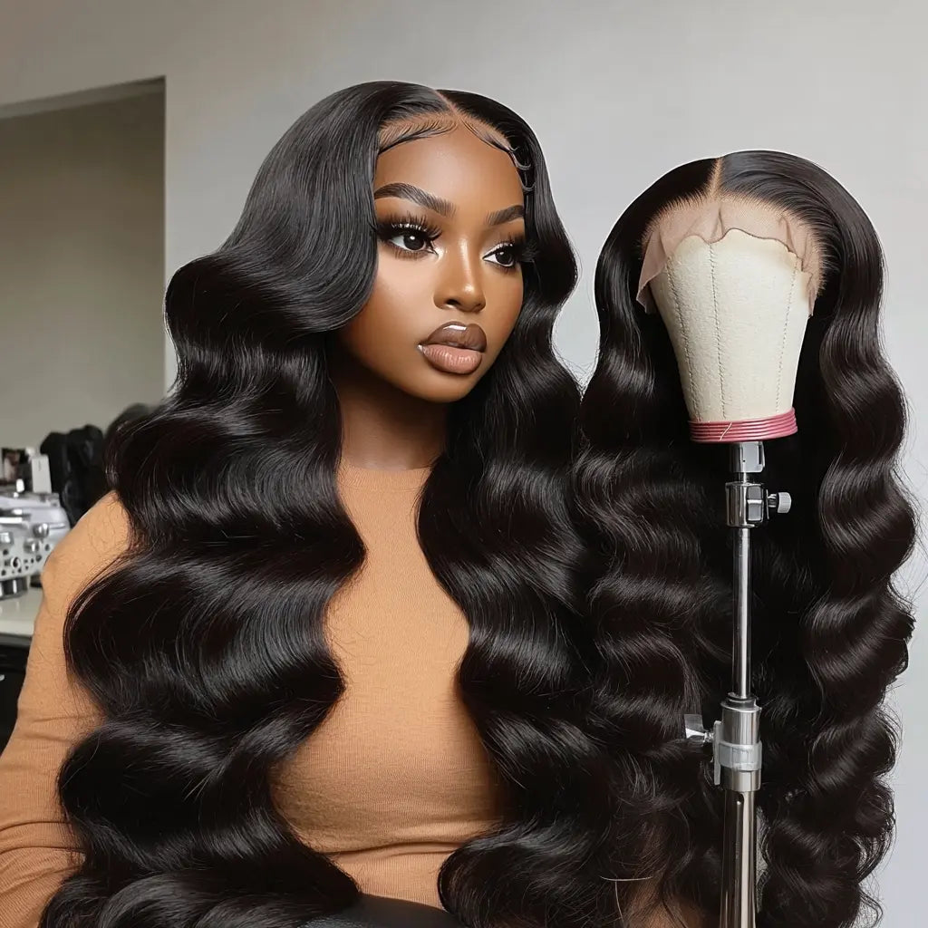 Cambodian Hair Body Wave One Donor Human Hair Wigs 220% Density 30 13X6 Transparent Frontal
