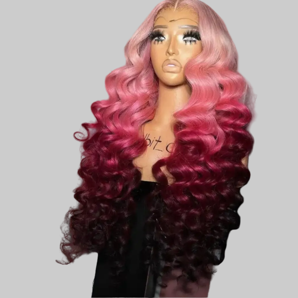 Baby Pink Loose Wave 28in HD Lace Wigs.