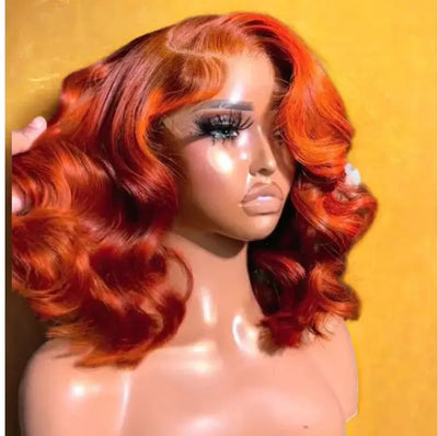 Ginger Orange Short Bob Wig Human Hair HD Lace Front Wig