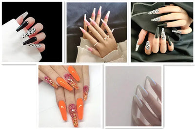Long Ballet Nails With Flat And Pointed Water Droplets Set