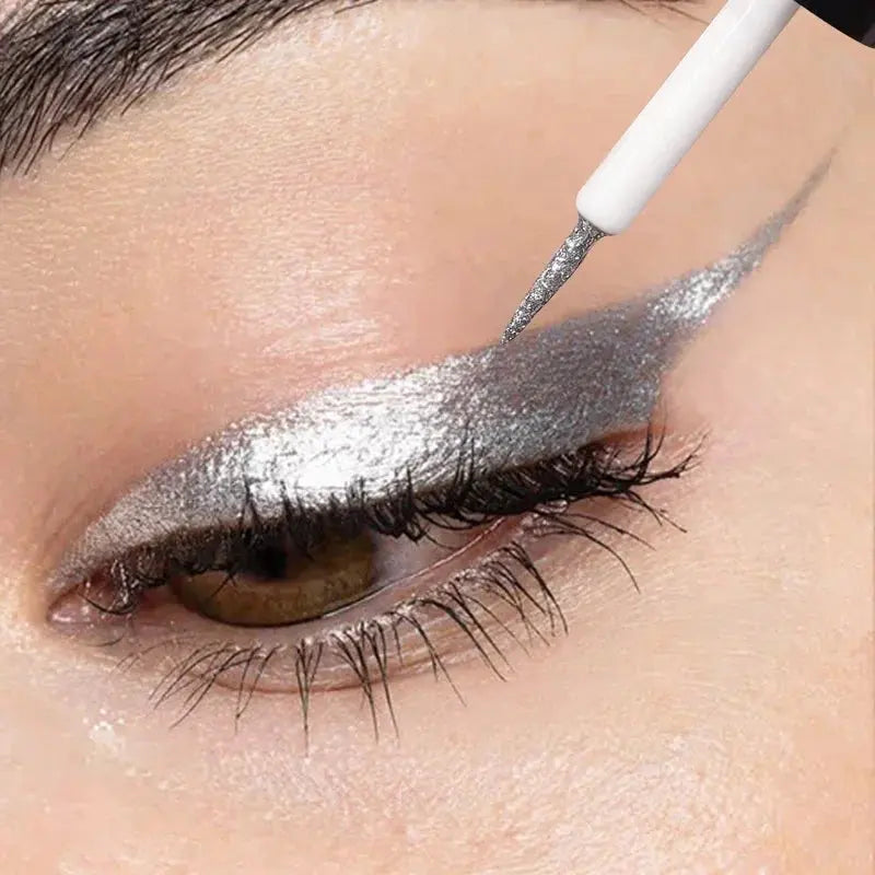 Waterproof Diamonds Eyeliner Eyeshadow Glitter Silver Rose Gold Color Shiny Sequins Eyeliner Eye Shadow Makeup Beauty Cosmetics - Celebrity Hair & Beauty