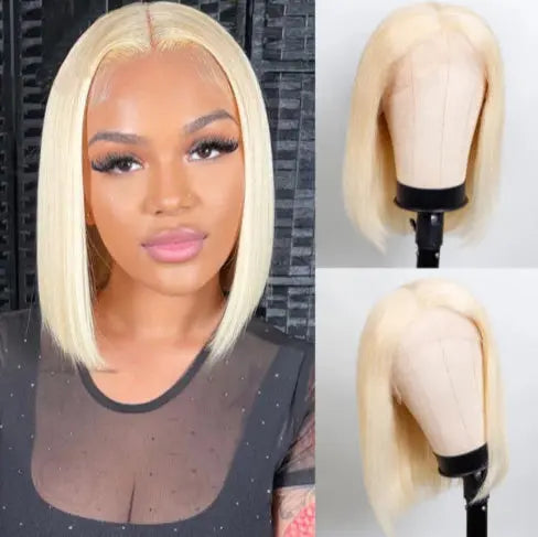 613 Blonde Bob Wig Short Straight Human Hair Wigs