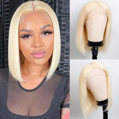 613 Blonde Bob Wig Short Straight Human Hair Wigs