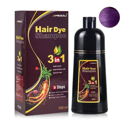 500ml 3 In 1 Instant Coloring Shampoo Natural Black Dye purple