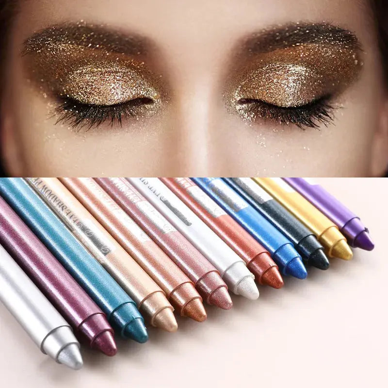 12 Colors Pearlescent Eyeshadow Pen Long Lasting Waterproof - Celebrity Hair & Beauty