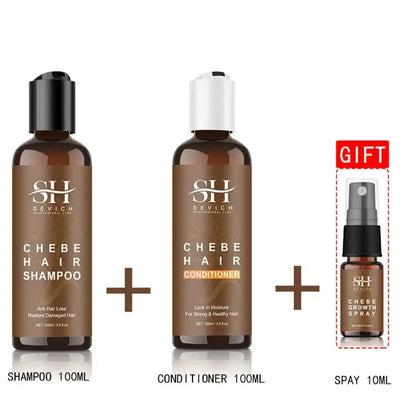 Chebe New Set African Traction Alopecia Treatment Crazy Hair Growth Oil Spray Edge Control Hair Styling Braiding Gel Wax Sevich Chebe hair care set