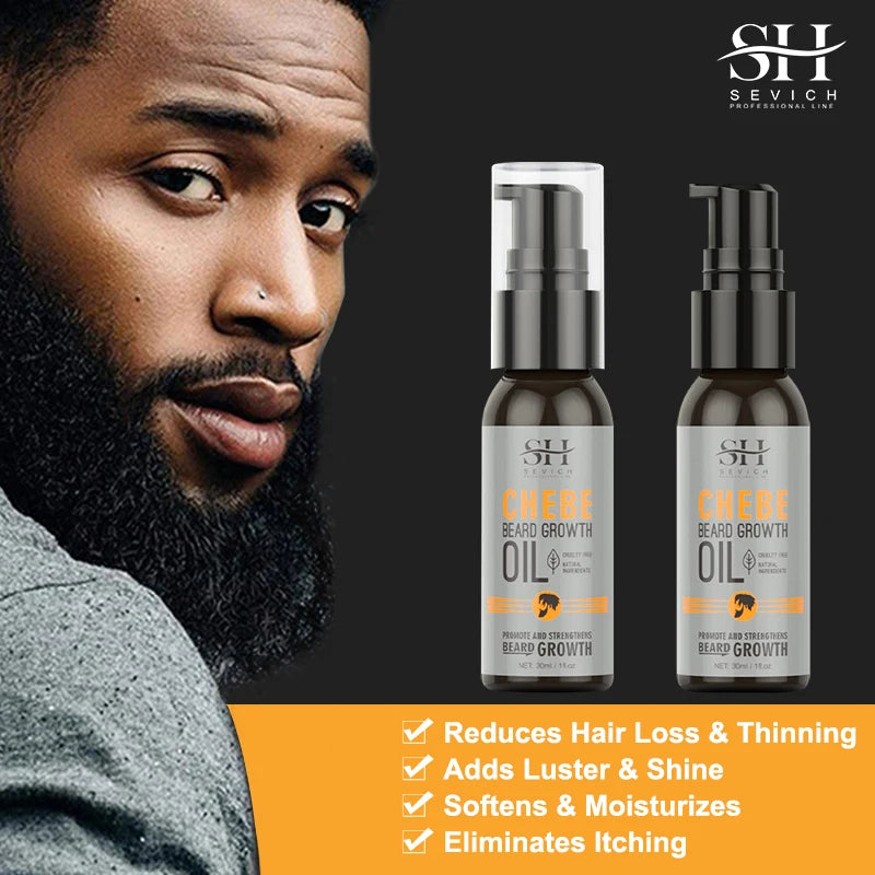 Sevich Men Beard Growth Essential Chebe Fast Beard Growth Enhancer Professional Hair Loss Treatment Products Beard Care Serum