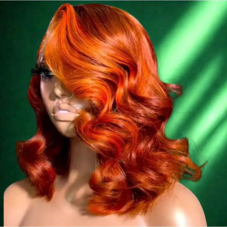 Ginger Orange Short Bob Wig Human Hair HD Lace Front Wig