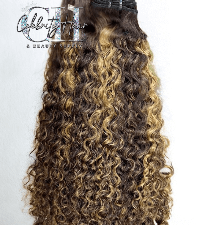 Premium Burmese Curly Hair Bundles With 1B27 Highlights.