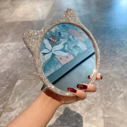 Sparkling Rhinestone Handheld Mirror.