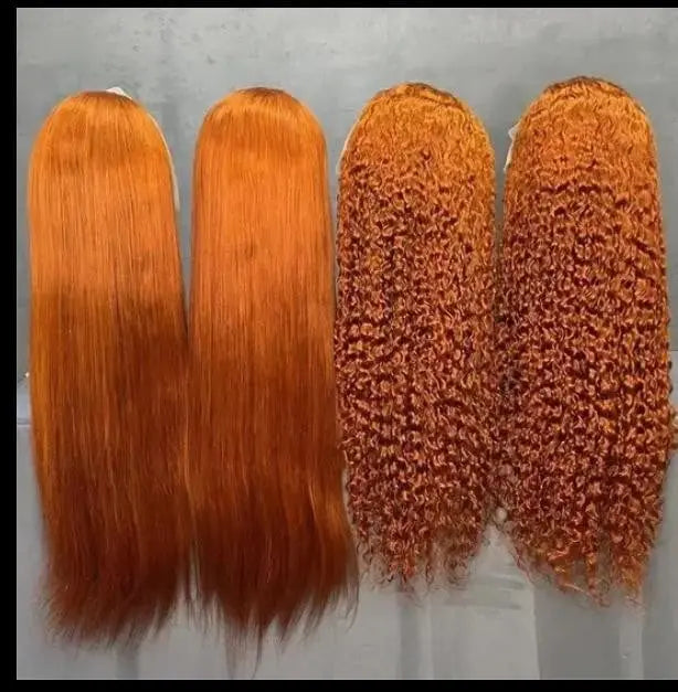Ginger Orange Brazilian Virgin HD Lace Frontal Wig 200% Density.