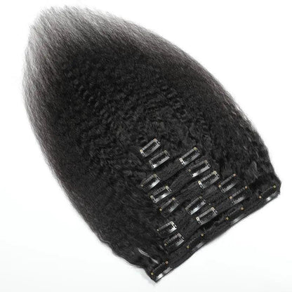 Kinky Straight Clip-In Extensions-Human Hair Extensions Natural.