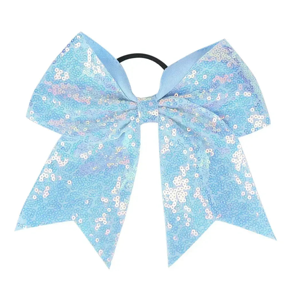 Big Bowknot Girl Hairband Girls Ribbon Cheerleading Hair Bows with Sequin Beads Kids Ponytail Holder Women Elastic Hair Tie LBU
