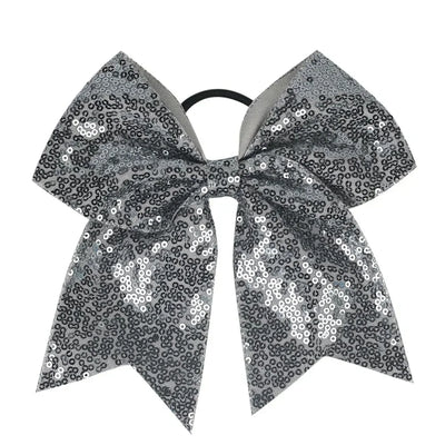 Big Bowknot Girl Hairband Girls Ribbon Cheerleading Hair Bows with Sequin Beads Kids Ponytail Holder Women Elastic Hair Tie