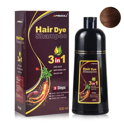 500ml 3 In 1 Instant Coloring Shampoo Natural Black Dye dark brown