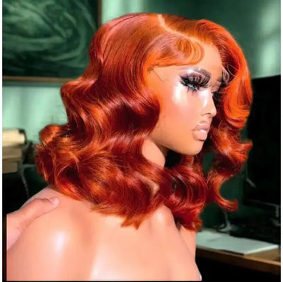 Ginger Orange Short Bob Wig Human Hair HD Lace Front Wig