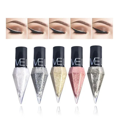 Waterproof Diamonds Eyeliner Eyeshadow Glitter Silver Rose Gold Color Shiny Sequins Eyeliner Eye Shadow Makeup Beauty Cosmetics - Celebrity Hair & Beauty