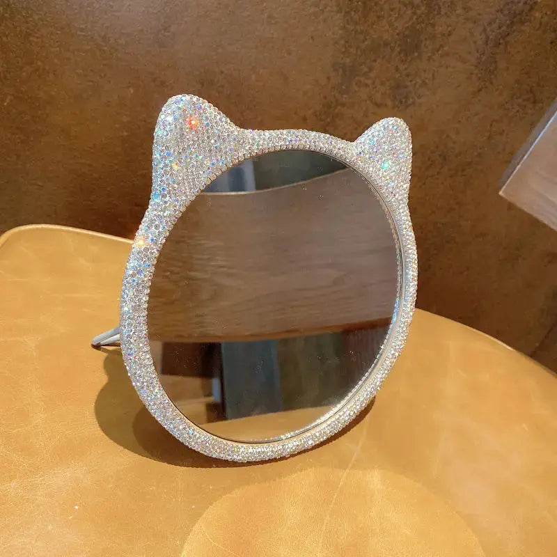 Sparkling Rhinestone Handheld Mirror.