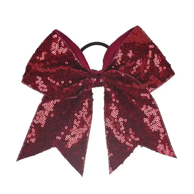 Big Bowknot Girl Hairband Girls Ribbon Cheerleading Hair Bows with Sequin Beads Kids Ponytail Holder Women Elastic Hair Tie WRD