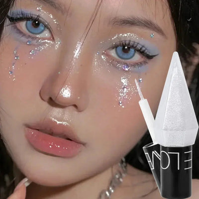 Waterproof Diamonds Eyeliner Eyeshadow Glitter Silver Rose Gold Color Shiny Sequins Eyeliner Eye Shadow Makeup Beauty Cosmetics - Celebrity Hair & Beauty