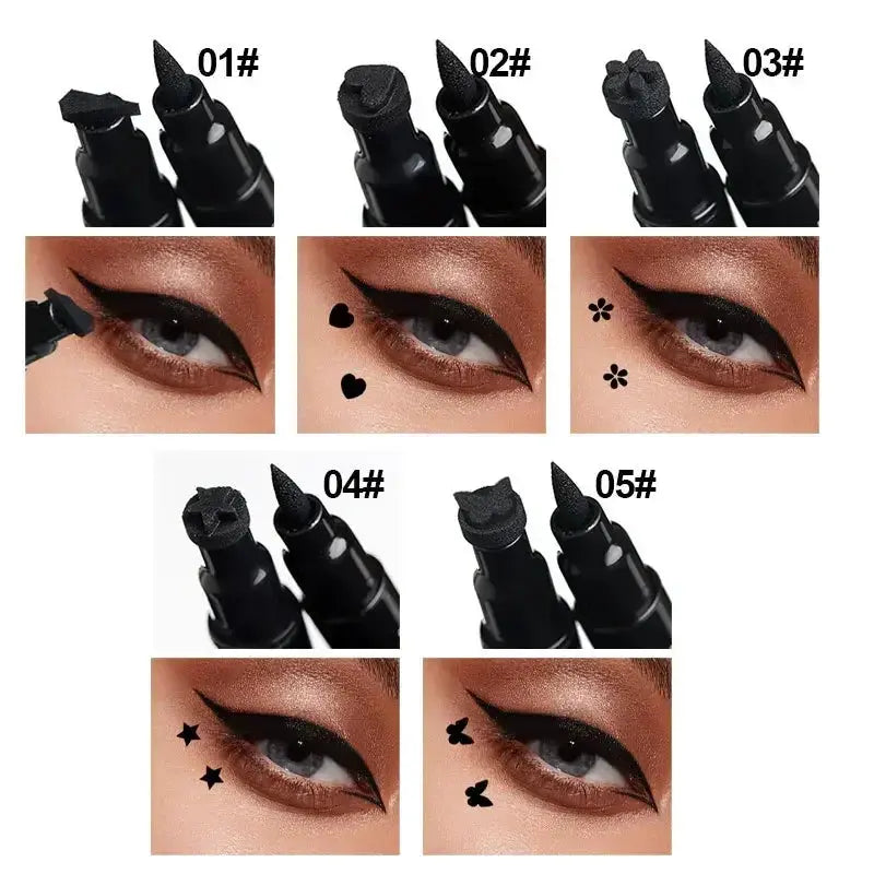 2 IN 1 Butterfly Seal Eyeliner Pen Star Moon Stamp Waterproof Celebrity Hair & Beauty